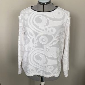 LOFT White Long Sleeve Blouse with Back Detail